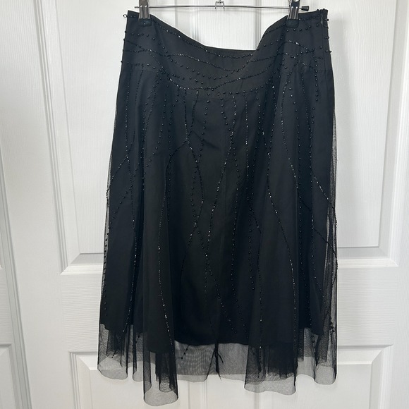FOREVER 21‎ Whimsical Beaded Embellished Tulle Mesh Party Midi Skirt Size Large
